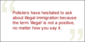 QUOTE: Pollsters have hesitated to ask about illegal immigration because the term 'illegal' is not a positive, no matter how you say it. 