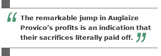 The remarkable jump in Auglaize Provico's profits is an indication that their sacrifices literally paid off.
