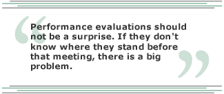 Performance evaluations should not be a surprise. If they don't know where they stand before that meeting, there is a big problem.